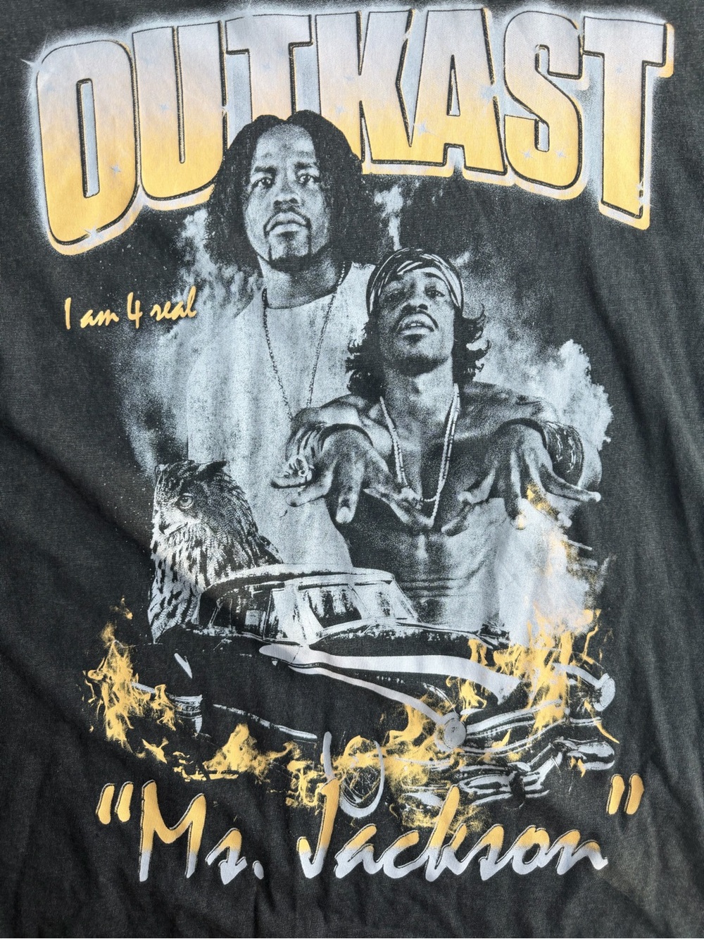 H&M Black OutKast 'Ms. Jackson' Graphic Tee with Yellow Accents